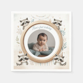 Raccoon-Foto-Rahmen für Kinder zum Geburtstag Serviette