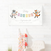 Raccoon Fox Forest Friends Neutral Baby Dusche Banner (Insitu)