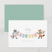 Raccoon Fox Forest Friends Pastel Baby Dusche Dankeskarte (Vorne/Hinten)