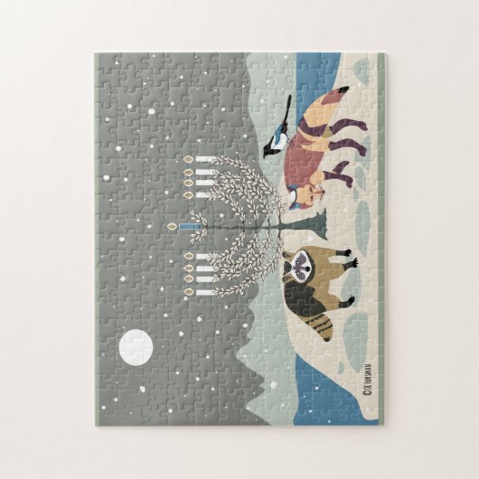 Raccoon.Fox.Magpie am Fuß der Wüste Hanukkah Puzzle (Vertikal)