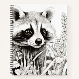 Raccoon Friedliche Natur Prairie Sketch Zeichnend  Notizblock