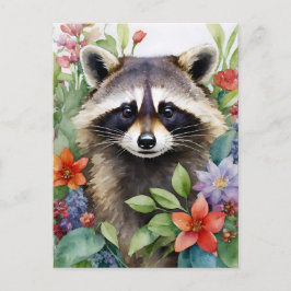 Raccoon Frische Pasta machen Postkarte