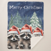Raccoon Frohe Weihnachten Sherpadecke (Vorderseite)