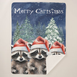 Raccoon Frohe Weihnachten Sherpadecke