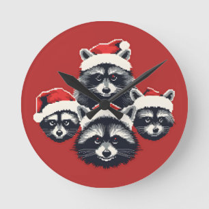 Raccoon Frohe Weihnachten Ya dreckiges Tier Runde Wanduhr