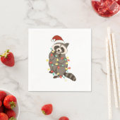 Raccoon Frohe Weihnachtslicht Weihnachtsmannmütze  Serviette (Beispiel)