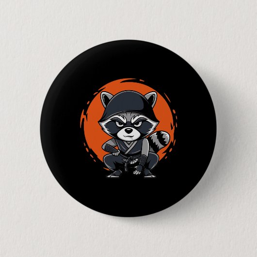 Raccoon Funny Karate Design Kostümtiere Button (Vorderseite)