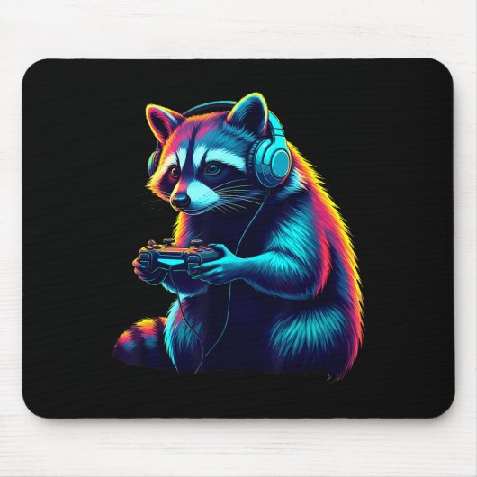 Raccoon Gaming Animal Video Games Funny Raccoon Mousepad (Vorne)