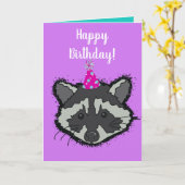 Raccoon Geburtstagskarte Karte (Gelbe Blume)