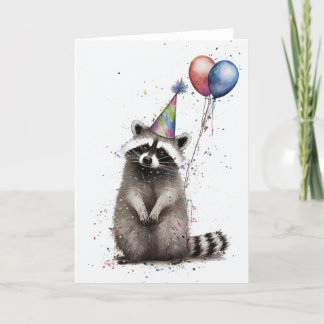 Raccoon Geburtstagsparty Faltkarte Dankeskarte