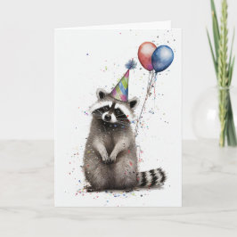 Raccoon Geburtstagsparty Grußkarte Karte