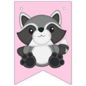 Raccoon Geburtstagsparty Pink Wimpelkette (Erste Fahne)