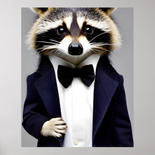 Raccoon Gentleman in a suit wall art Poster