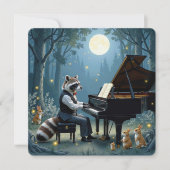 Raccoon gibt eine Piano-Erwägung im Wald Einladung (Vorderseite)