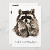 Raccoon gibt Kisses Farewell Custom Party Einladun Einladung (Vorne/Hinten)