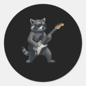 Raccoon Gitarrenrock und Roll Gift Men Wome Runder Aufkleber (Vorderseite)