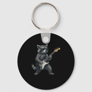 Raccoon Gitarrenrock und Roll Gift Men Wome Schlüsselanhänger