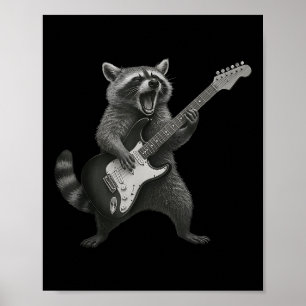 Raccoon Gitarrenrock und Roll Gitarrist Rac Poster