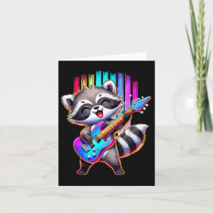 Raccoon Gitarrenrock und Roll spielen Karte