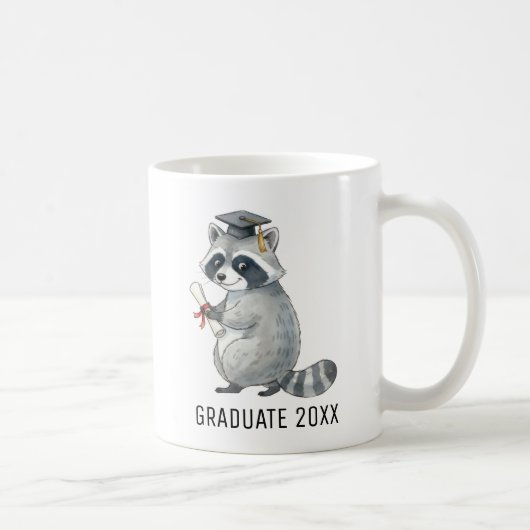 Raccoon Graduation Personalized Kaffeetasse (Rechts)