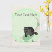 Raccoon Grußkarte Karte (Gelbe Blume)