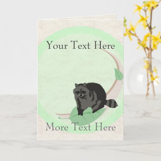 Raccoon Grußkarte Karte (Gelbe Blume)