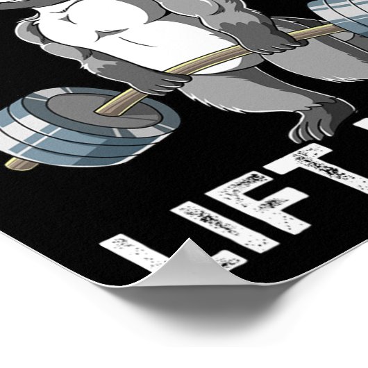 Raccoon Gym Weichtrainings essen Müllhalde schwer Poster (Ecke)