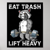 Raccoon Gym Weichtrainings essen Müllhalde schwer Poster (Vorne)