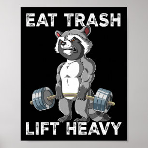 Raccoon Gym Weichtrainings essen Müllhalde schwer Poster