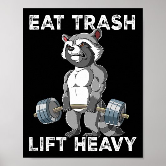 Raccoon Gym Weichtrainings essen Müllhalde schwer Poster (Vorne)