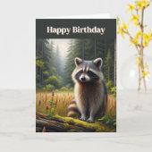 Raccoon Happy Birthday Grußkarte Karte (Gelbe Blume)