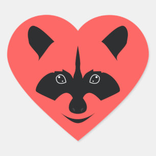 Raccoon Herz-Aufkleber
