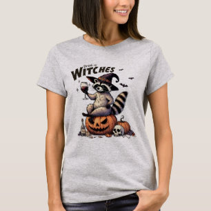 Raccoon Hexenhut, der Halloween-Schädel trinkt T-Shirt