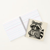 Raccoon Holding a Coffee Cup Funny Trash Panda Notizblock (Innenseite)