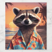 Raccoon Holiday Weinetikett (Einzelnes Label)