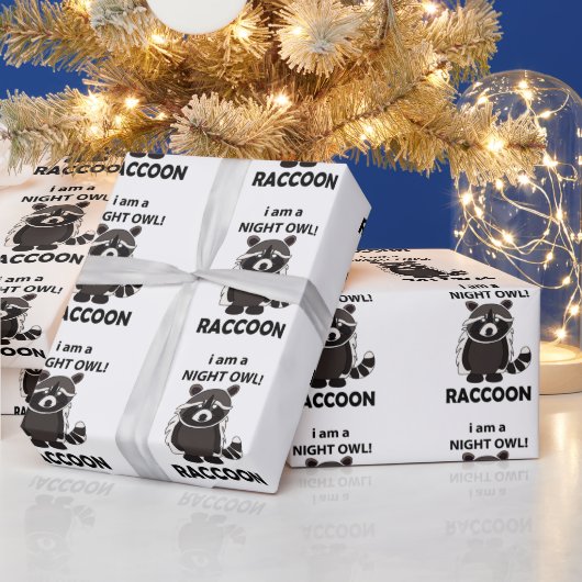 Raccoon I am A Night Owl Funny Raccoon Geschenkpapier (Feiertage)