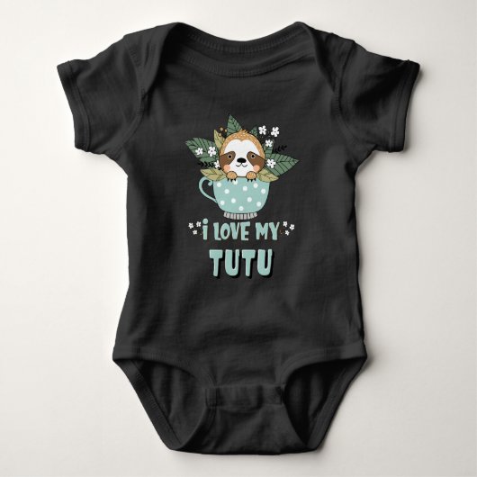 Raccoon I Liebe My Tutu Baby Strampler (Vorderseite)