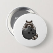 Raccoon im Bowling mit Bowlingball Button (Vorne & Hinten)