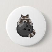 Raccoon im Bowling mit Bowlingball Button (Vorderseite)