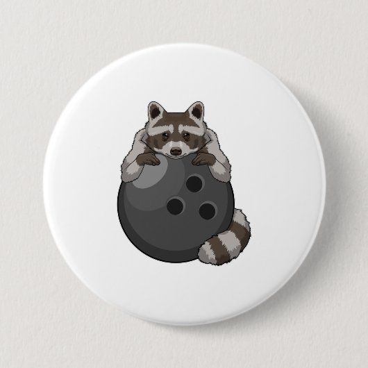 Raccoon im Bowling mit Bowlingball Button (Vorderseite)