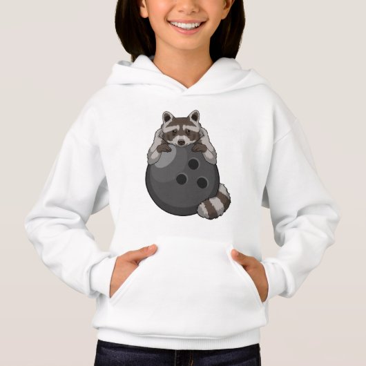 Raccoon im Bowling mit Bowlingball Hoodie (Vorderseite)