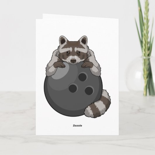 Raccoon im Bowling mit Bowlingball Karte (Rückseite)
