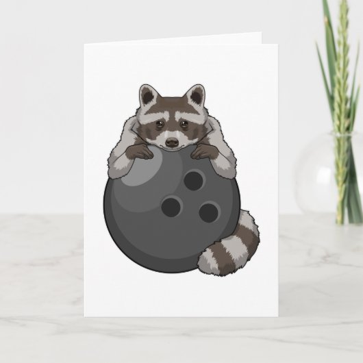 Raccoon im Bowling mit Bowlingball Karte (Vorderseite)