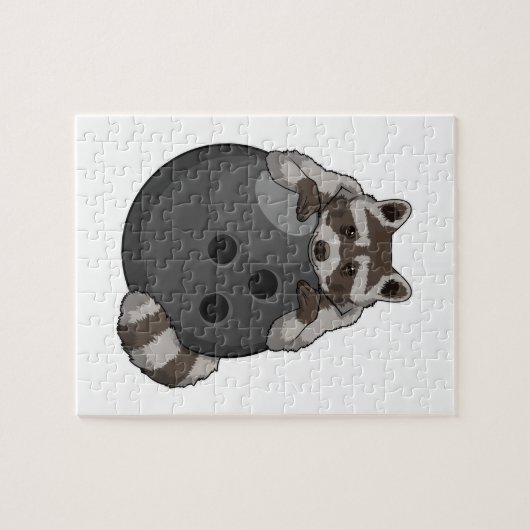 Raccoon im Bowling mit Bowlingball Puzzle (Horizontal)