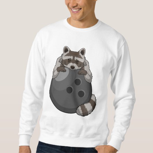 Raccoon im Bowling mit Bowlingball Sweatshirt (Vorderseite)