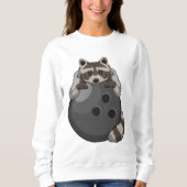 Raccoon im Bowling mit Bowlingball Sweatshirt (Vorderseite)
