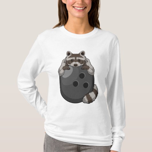 Raccoon im Bowling mit Bowlingball T-Shirt (Vorderseite)