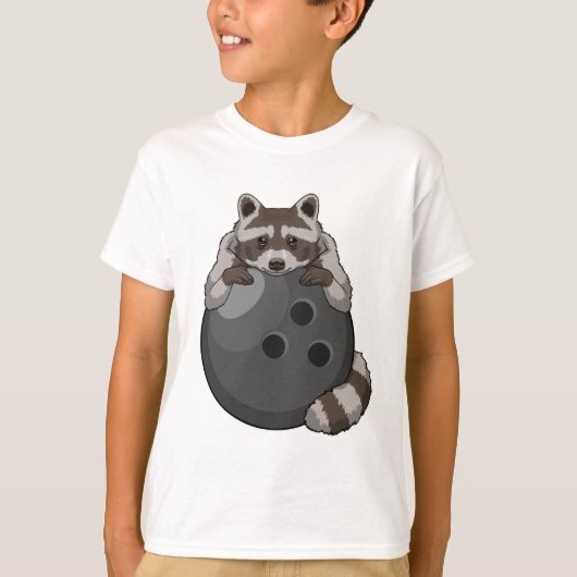 Raccoon im Bowling mit Bowlingball T-Shirt (Vorderseite)