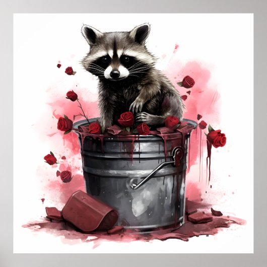 Raccoon im Mülleimer-Valentinstag Poster (Vorne)