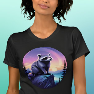 Raccoon im Wald bei Sonnenuntergang T-Shirt